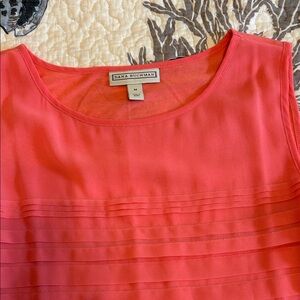 Dana Buchman coral ruffle sleeveless blouse, size M